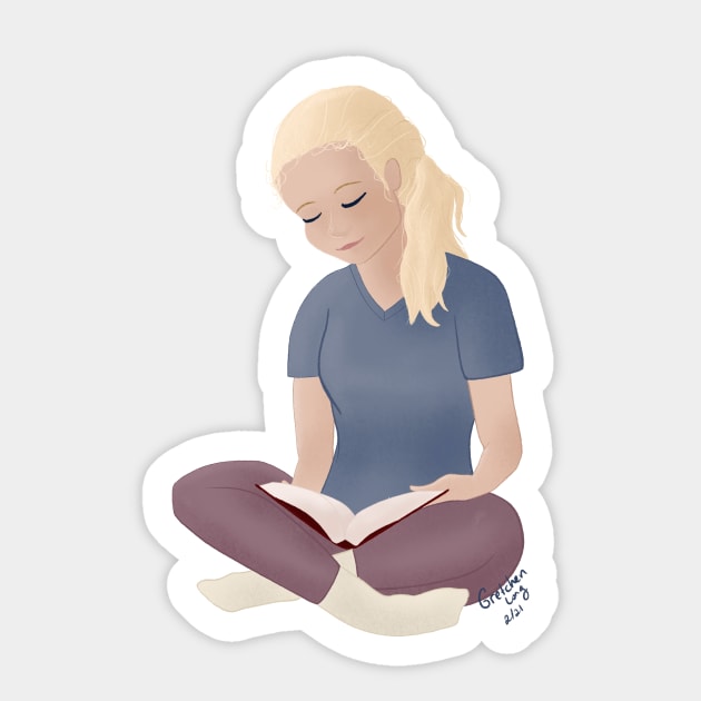 Blonde Girl Reading Sticker by A2Gretchen